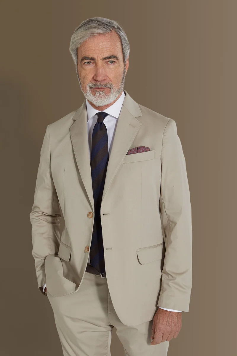 Doppelganger  Single breasted suit flat trousers - LT Beige for Men | Best Price UAE