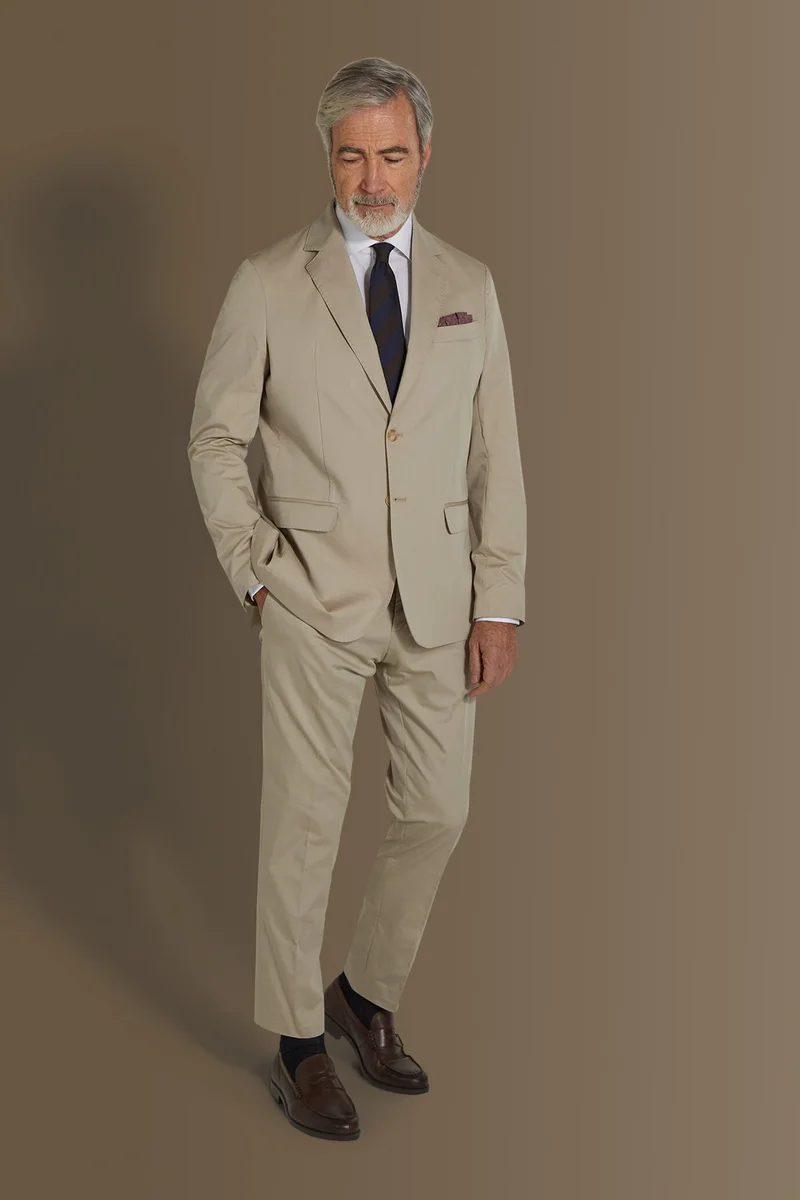Single breasted suit flat trousers - LT Beige