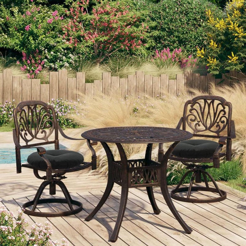 FUNHOME Bistro Chair Cushions 15 inch,Set of 2,Tufted Round Chair Cushions with Ties,15"x15"x4",Water Resistant Round Seat Cushion for Barstool Chairs,Patio Garden Kitchen Outdoor Furniture(Black) - Image 4