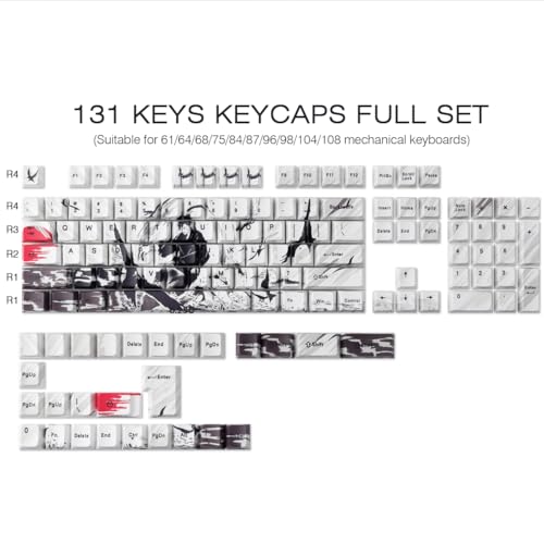 Hyekit PBT Keycaps - Side Print Keycap Set, Shine Through Custom Key caps, Japanese Keycaps Dye Sub & Double Shot, 131 Keys Cherry Profile Keyboard Keycap for Magnetic Mechanical Keyboard - Image 4