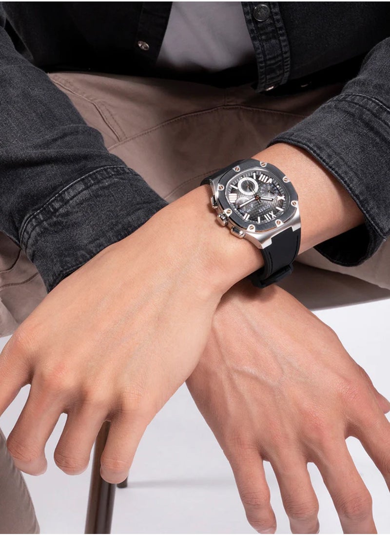 GUESS - Men's Headline Black Silver Tone Multi-function Watch GW0571G1 - 42mm - Image 1