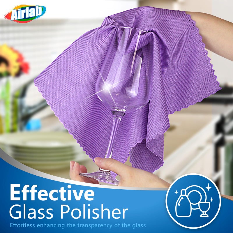 Airlab Microfiber Cleaning Cloth Glass Window Stainless Steel Mirror Polishling Rags Eyeglass Windshield Household Nano Sparkle Cloth Lint Free Cloth Cleaning Supplies Shiny Wipes, Pack of 8, 16" x 12" - Image 2