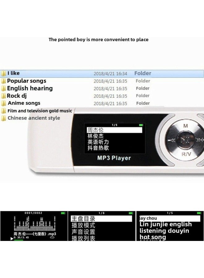 Z01 Student Bluetooth Mp3 Player Lyrics U Disk Comes With USB English Music Recording Pen Sports Other-Color:White Glossy And Stain-resistant-Capacity:4gb-bare Metal (without Any Accessories) - Image 4