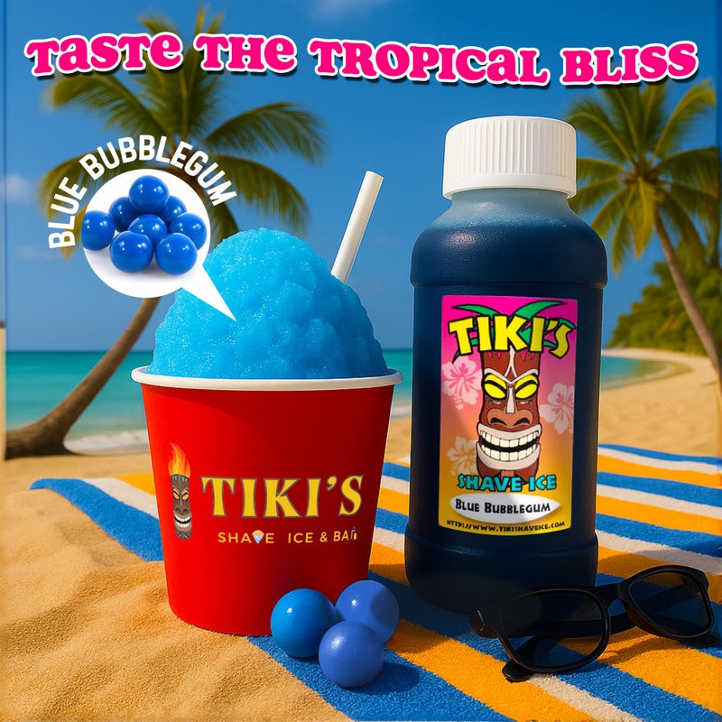 مركز شراب الثلج من تيكي لنكهات الثلج المجروش - شراب طبيعي للمشروبات والحلويات - مثالي لصانعي الثلج المجروش وآلات السلاش - طعم العلكة الزرقاء 4 أونصات سائلة (عبوة من 1) - Image 3