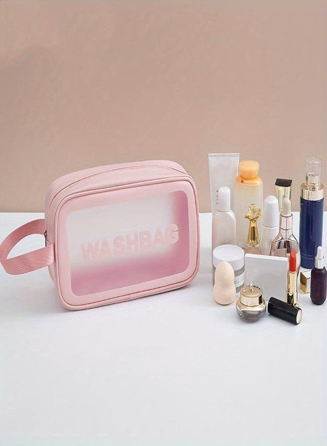 VeriXpress Set of 3 Clear Travel Makeup Pouch Set, Make up Bag for Home & Travel, Toiletries Organizer for Cosmetic, Bag for Women and Girls Toiletry Storage Kit (Pink) - Image 4
