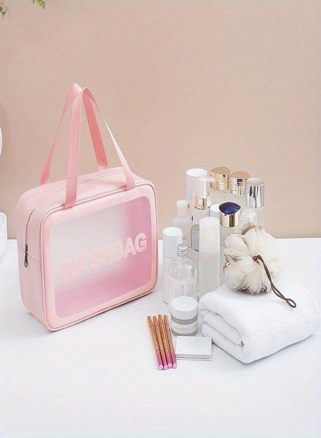 VeriXpress Set of 3 Clear Travel Makeup Pouch Set, Make up Bag for Home & Travel, Toiletries Organizer for Cosmetic, Bag for Women and Girls Toiletry Storage Kit (Pink) - Image 5