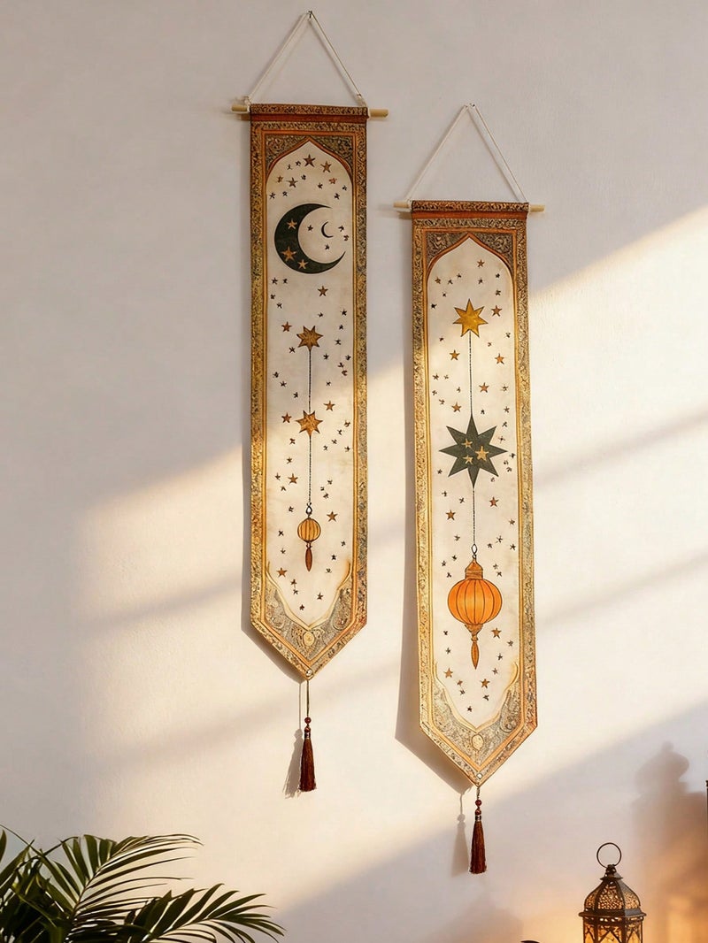 Ramadan Fabric Wall Hanging Banners With Moon Star And Lantern Design – Home And Party Decor - Image 4