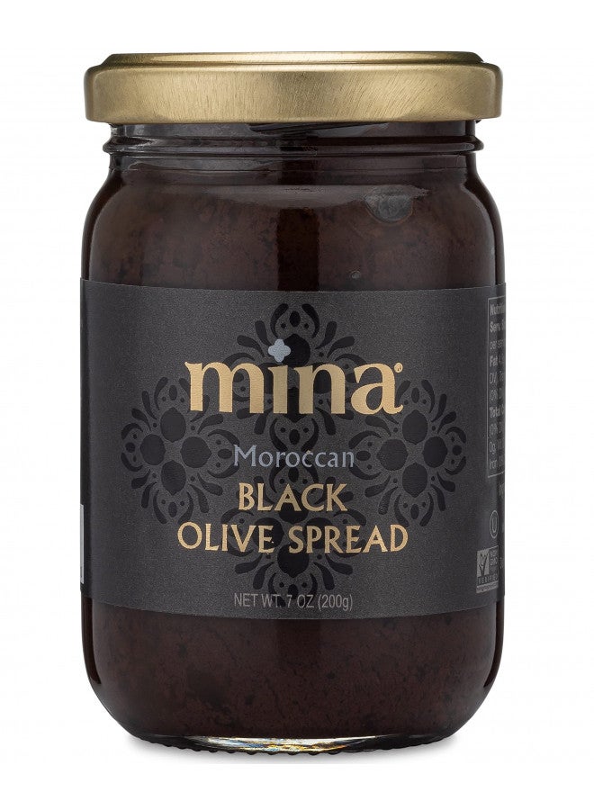 Mina Black Olive Spread, Gourmet Olive Tapenade, 7 oz (200g) - Premium Olive Spread made with Dry Cured Black Olives, Perfect for Appetizers, Dips, and More, Made with Moroccan Olives - Image 1
