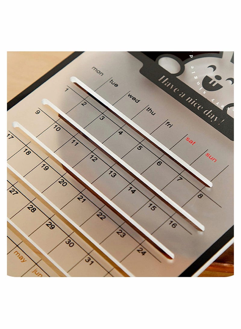 Luckam 2023 Desktop Calendar Transparent lovely Rabbit Mini Small Ornaments Schedule Manual Perpetual Calendar Creative Desktop Office Mobile Phone Holder - Image 4