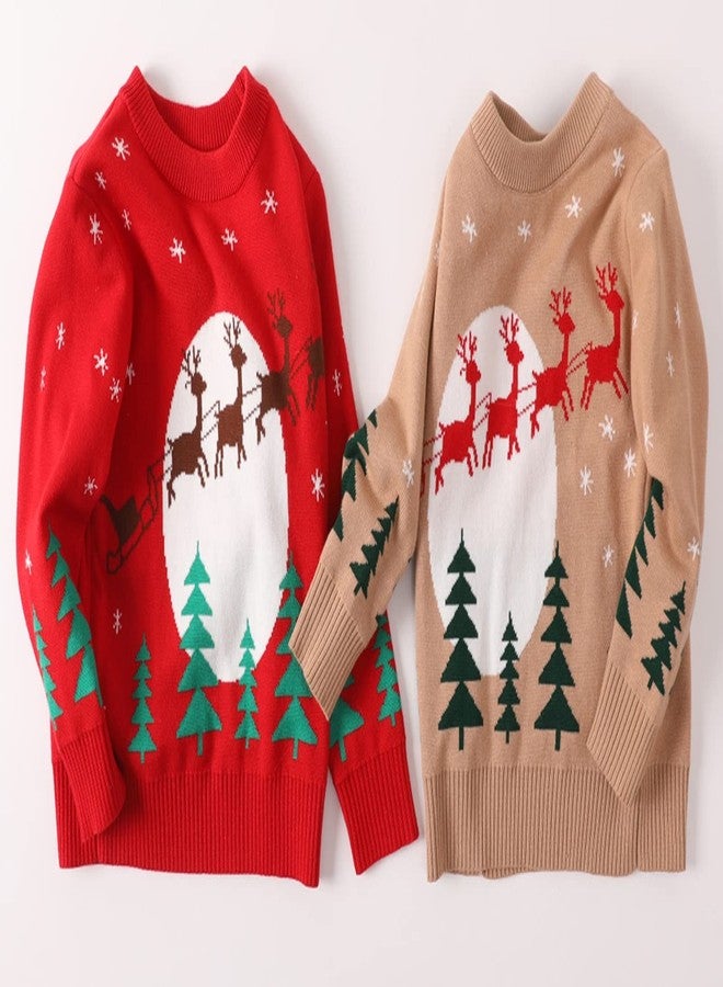 FEOYA Unisex Kids Winter Christmas Tree Holiday Red Sweatshirts Soft Pullover Cute Holiday Reindeer Sweaters Knit Long Sleeve Party Snowflake Tops Shirt 4-5 T - Image 2