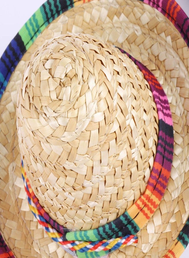 LoveBB 12 Pack Mini Sombrero Hats 5.9 Inch Small Straw Sombreros Cinco de Mayo hats for Kid Pet Doll Themed Party Decoration (Brown) - Image 4