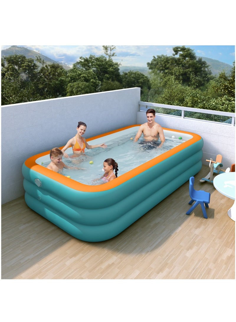 GUDOO Family Large Inflatable Swimming Pool 150 x105 x55cm Blow Up Pool for Backyard Easy Setup Sturdy Construction Spacious Adult Size for Outdoor Fun - Image 1