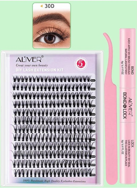 240 Pcs Lash Clusters, Lash Adhesive Glue & Lash Tweezer Set Eyelash Extensions Wispy False Eyelashes Lash Clusters DIY Eyelash Extensions Individual False Eyelashes for Women