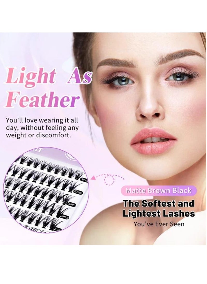 ALIVER 240 Pcs Lash Clusters, Lash Adhesive Glue & Lash Tweezer Set Eyelash Extensions Wispy False Eyelashes Lash Clusters DIY Eyelash Extensions Individual False Eyelashes for Women  - Image 4