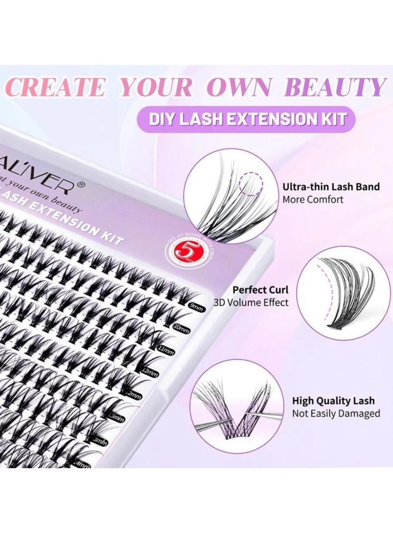 ALIVER 240 Pcs Lash Clusters, Lash Adhesive Glue & Lash Tweezer Set Eyelash Extensions Wispy False Eyelashes Lash Clusters DIY Eyelash Extensions Individual False Eyelashes for Women  - Image 5