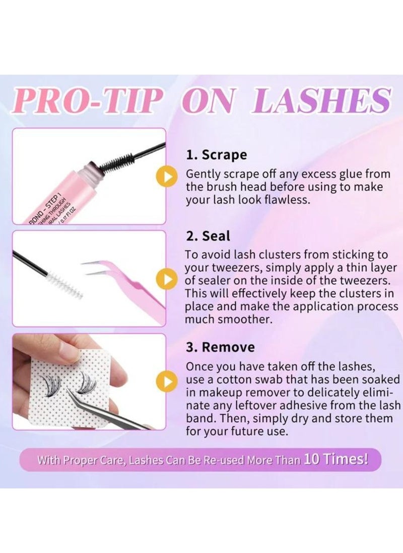 ALIVER - 240 Pcs Lash Clusters, Lash Adhesive Glue & Lash Tweezer Set Eyelash Extensions Wispy False Eyelashes Lash Clusters DIY Eyelash Extensions Individual False Eyelashes for Women - Image 1
