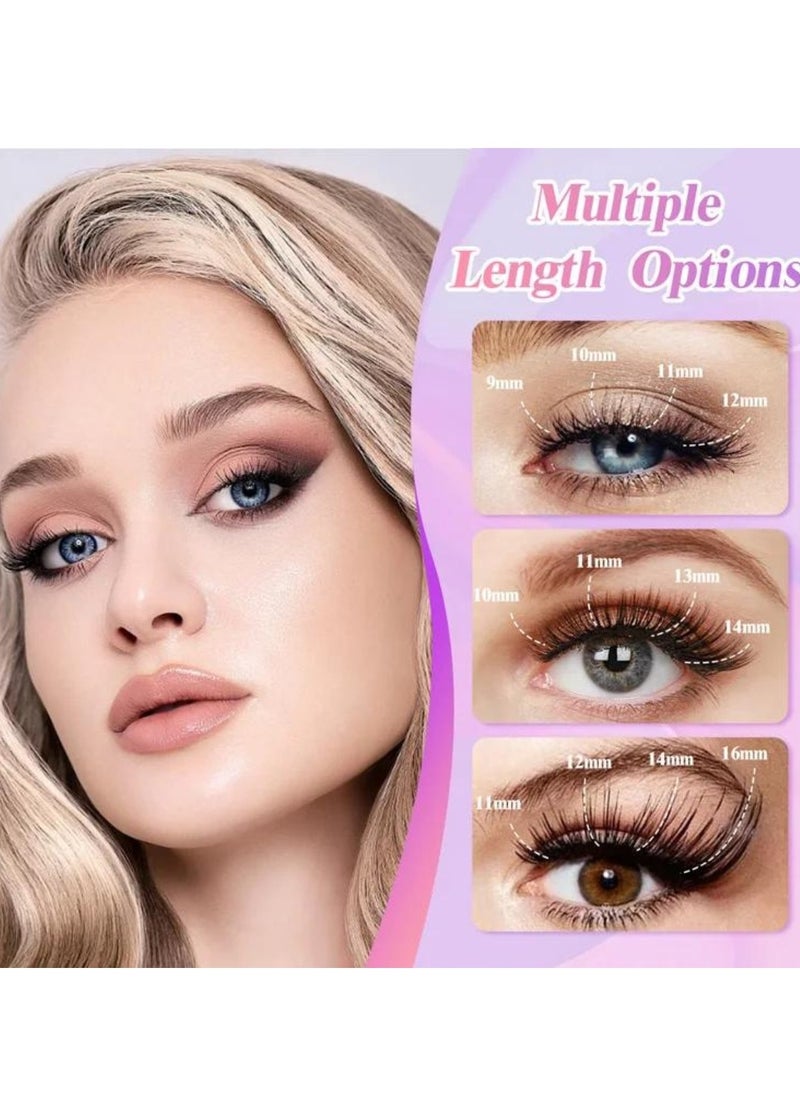 ALIVER - 240 Pcs Lash Clusters, Lash Adhesive Glue & Lash Tweezer Set Eyelash Extensions Wispy False Eyelashes Lash Clusters DIY Eyelash Extensions Individual False Eyelashes for Women - Image 1