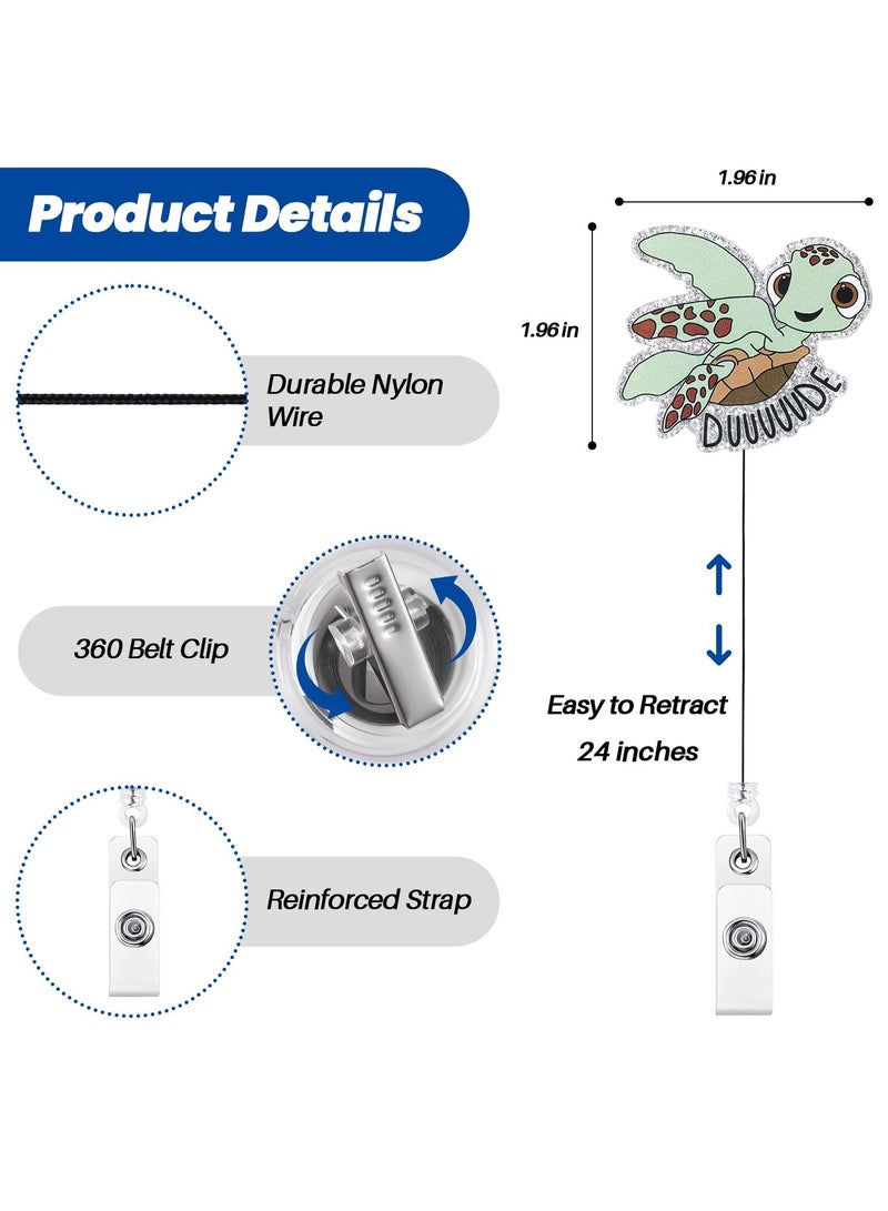 Dominy 3 Pcs Funny Acrylic Badge Holder - Waterproof Retractable with Alligator Clip Lightweight, Badge Reel for Key Keychain, wiht 3 Pack Vertical 2-Card Badge Holder with Thumb Slot Hard Transparent PC Case Protector for Office School IDs Credit Cards Driver’s Licenses and Passes - Image 3
