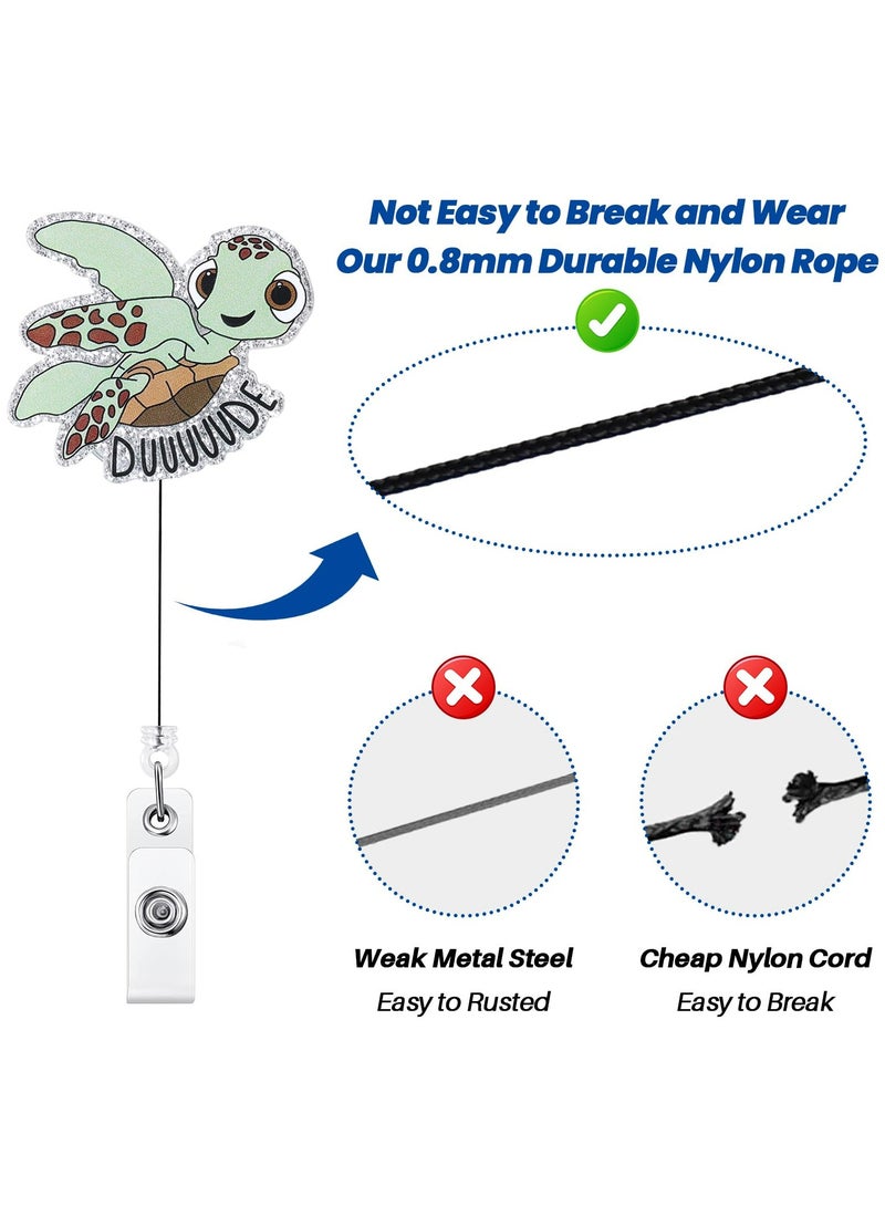 Dominy 3 Pcs Funny Acrylic Badge Holder - Waterproof Retractable with Alligator Clip Lightweight, Badge Reel for Key Keychain, wiht 3 Pack Vertical 2-Card Badge Holder with Thumb Slot Hard Transparent PC Case Protector for Office School IDs Credit Cards Driver’s Licenses and Passes - Image 4