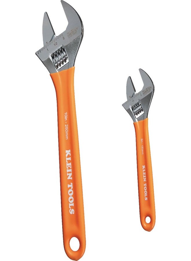 Klein Tools D5072 Adjustable Wrench Set, Extra Capacity, 6-Inch and 10-Inch, Forged Alloy Steel Wrenches, Metric and SAE, 2-Piece - Image 1