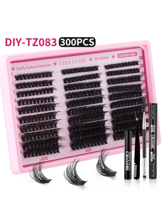 Bond 300 Clusters of Dense Feathered Segmented False Eyelashes, 9-16mm Single Cluster Lashes, Perfect for Creating Natural and Enchanting Eyes, Suitable for Daily Makeup and Special Occasions. - Image 1