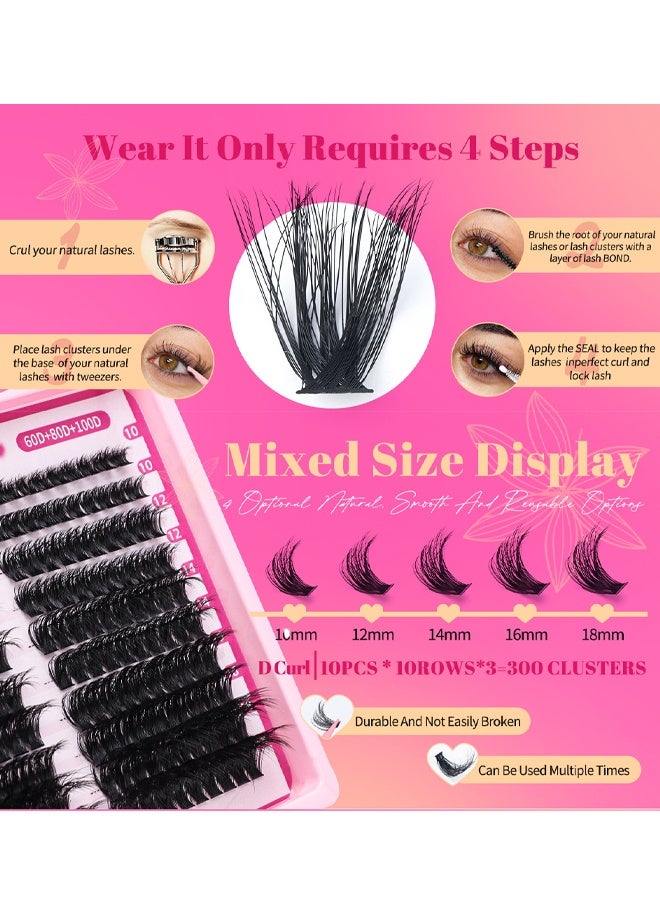 Bond 300 Clusters of Dense Feathered Segmented False Eyelashes, 9-16mm Single Cluster Lashes, Perfect for Creating Natural and Enchanting Eyes, Suitable for Daily Makeup and Special Occasions. - Image 3