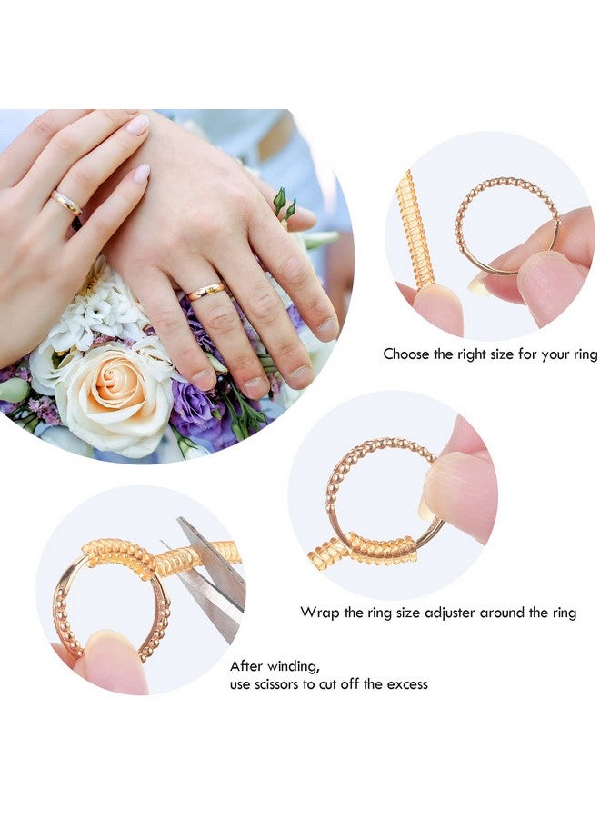 ANZAILALA 8 Pcs Ring Size Adjuster for Loose Rings - 4 Sizes Ring Sizer Ring Tightener Resizer Fit Spiral Silicone Tightener Set(Gold) - Image 4