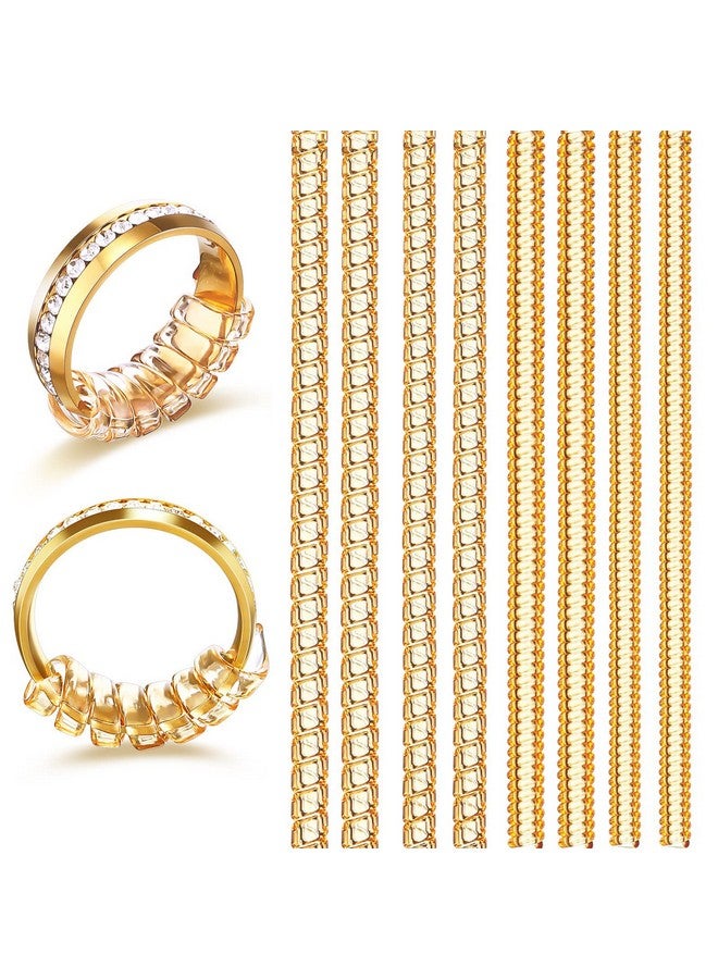 ANZAILALA 8 Pcs Ring Size Adjuster for Loose Rings - 4 Sizes Ring Sizer Ring Tightener Resizer Fit Spiral Silicone Tightener Set(Gold) - Image 1