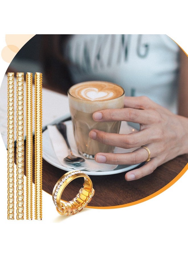 ANZAILALA 8 Pcs Ring Size Adjuster for Loose Rings - 4 Sizes Ring Sizer Ring Tightener Resizer Fit Spiral Silicone Tightener Set(Gold) - Image 3