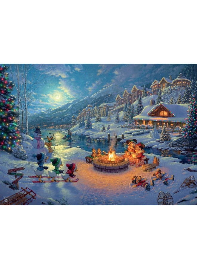 Ceaco - Thomas Kinkade - Disney Dreams Collection - Holiday - Mickey and Minnie Christmas Lodge - 1000 Piece Jigsaw Puzzle - Image 1