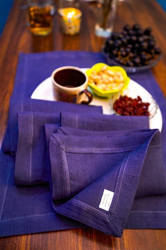 Cloud fino Pure Linen Tea Towel 14x22 Set of 6 100 French Flax Stone Washed for Softness and Durability Handcrafted 100 Natural Linen Tea Towel for Kitchen DinningMidnight Blue - Image 2