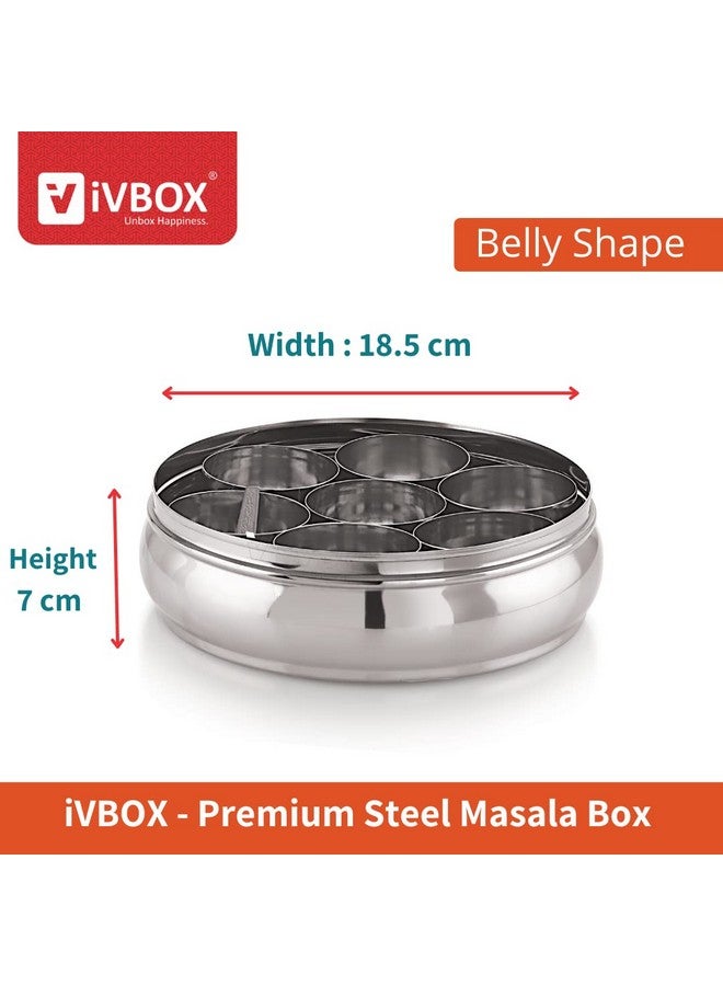 ivbox Belly-M Stainless Steel Masala Dabba Spice Box Organiser For Kitchen With See-Through Lid And 7 Containers, Silver (Medium), Blue-Violet - Image 3