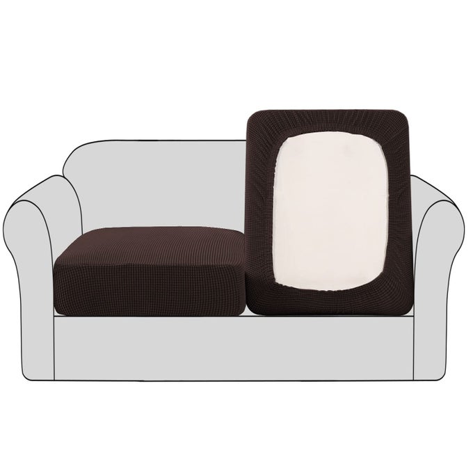 HVERSAILTEX HIGH STRETCH COUCH CUSHION COVERSCHAIR SOFA SEAT SLIPCOVERS COUCH CUSHION COVER STRETCH FURNITURE PROTECTOR FOR KIDS PETS2 PACKS CUSHION LOVESEAT COVERS CHOCOLATE
