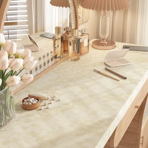 Stickyart 24x160 Beige Peel and Stick Felt Wallpaper Removable Luxury Textured Velvet Wallpaper for Walls Self Adhesive Soft Felt Contact Paper Decorative Cream Wall Paper for Dresser Living Room - Image 3