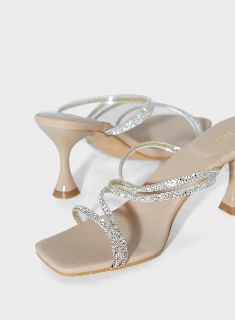 Ella Limited Edition Diamante Criss Cross Strap Mule Sandal - Image 4