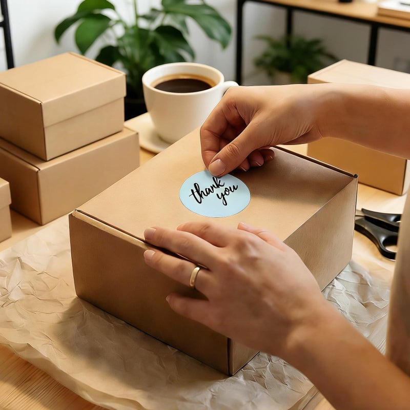 Aufee 500Pcs Thank You Stickers Roll Bold Font, 1.5 Inch Morandi Boho Style Thank You Stickers for Small Business, Round Self-Adhesive & Waterproof Labels for Packaging, Orders, Envelopes, Gift Wrap - Image 4