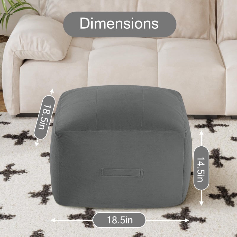 MeMoreCool Square Stuffed Pouf Ottoman Foot Rest, Floor Pouf Foot Stool with Foam Chunk Filling, Soft Stuffed Ottoman Footrest for Living Room - Image 3