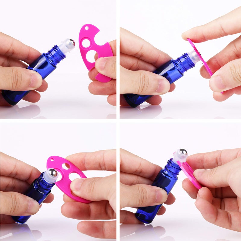 inice 12 Pack Essential Oil Roller Bottles 10ml Cobalt Blue Glass Bottles Stainless Steel Roll On Ball for Daily Care - Image 3