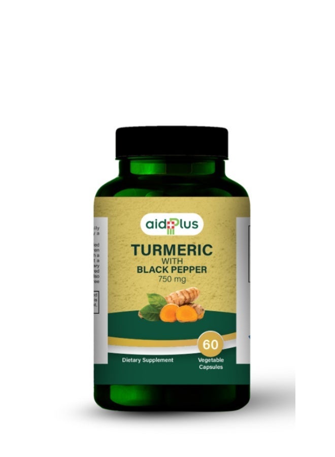 Aidplus Turmeric with Black pepper 750 mg 60 Veg Capsules