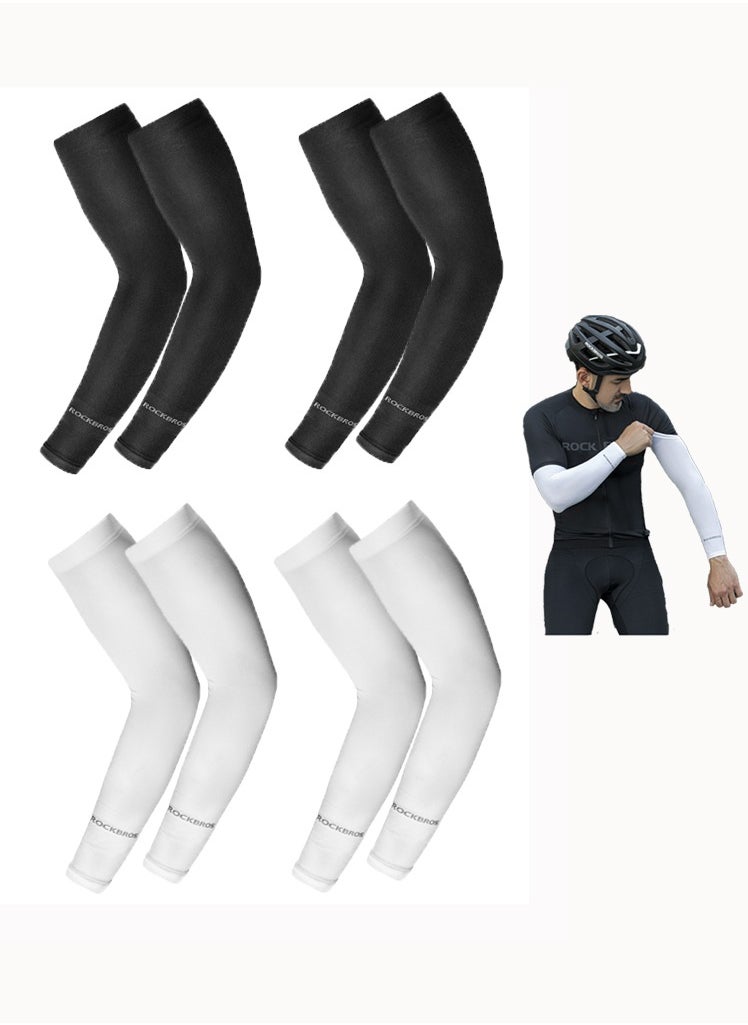 Rockbros - 4 Pairs Of Cooling Arm Sleeves,Outdoor UV Sun Protection Arm Sleeves - Cooling Compression Arm Sleeve - Sports & UV Arm Sleeves for Men & Women for Basketball Golf Football，4 Pairs - Image 1