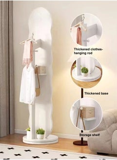 fashionhome Multifunctional Rotating Floor Full Length Body Dressing Mirror Bedroom Floor Stable Base Coat and Cap Storage Rack Bedroom Living Room Furniture 46x166 cm  - Image 5