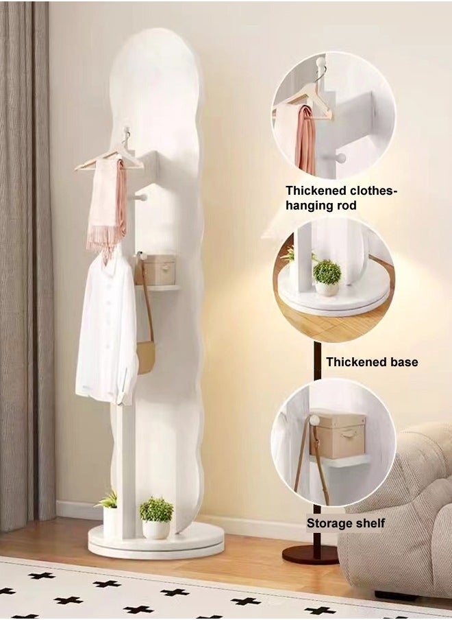 fashionhome Multifunctional Rotating Floor Full Length Body Dressing Mirror Bedroom Floor Stable Base Coat and Cap Storage Rack Bedroom Living Room Furniture 46x166 cm  - Image 5