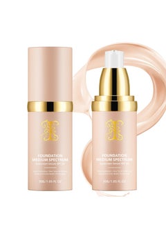 HUALIJIA 2 PCS Foundation 4 in 1  Medium Spectrum with SPF 50 Hydrating Color Changing Foundation Longwearing  Waterproof Light Spectrum for Gym Sport Dancing30ml 