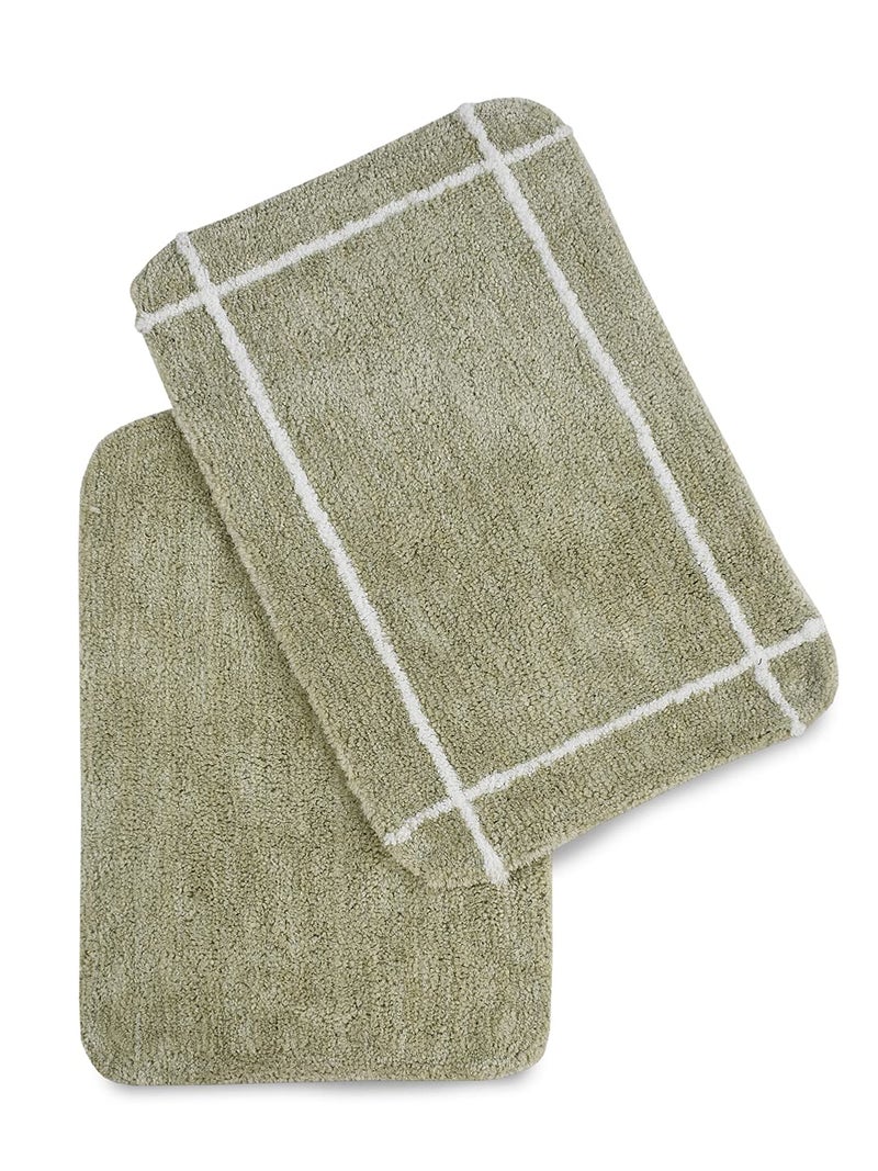 SASHAA WORLD Set of 2 Microfiber Bathmat (Mist Green, 40x60 cm) - Image 1