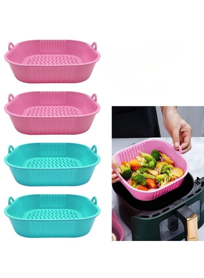 Happy Home Silicone Air Fryer Liner, Non-Stick Reusable Silicone Pan 21.3cm | Square Air Fryer Basket Insert, Easy to Clean, Fits 3.6–6.8L Air Fryers -Multicolor - Image 1
