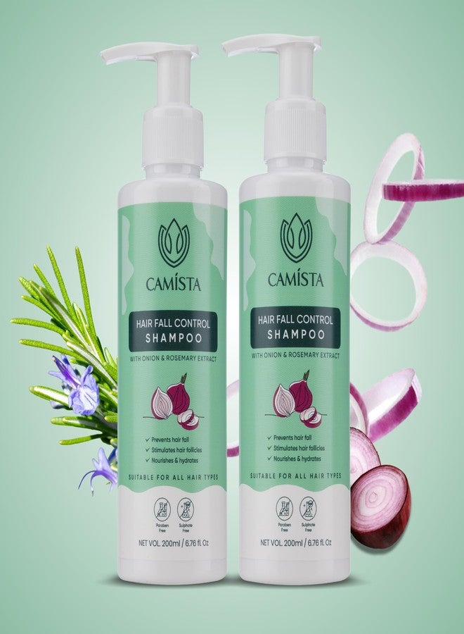CAMISTA Hair Fall Control Shampoo with Onion, Rosemary, Bhringraj, Thuja, Jujube & Argan Oil For Promotes Hair Growth | Reduces Up to 90% Hair Fall | Sulfate Free l All Hair Types- 200ml (Pack of 2) - Image 2