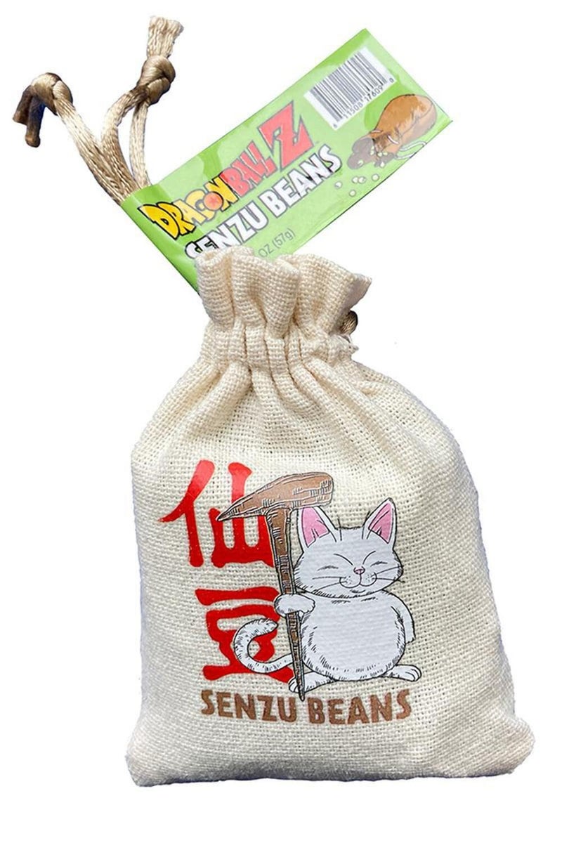 Boston America Corp Boston America Dragonball Z Senzu Beans Candy 1 Collectible Korin Drawstring Bag Sour Green Apple Flavored Candy Green Brown 2 Ounce Pack of 1 - Image 2