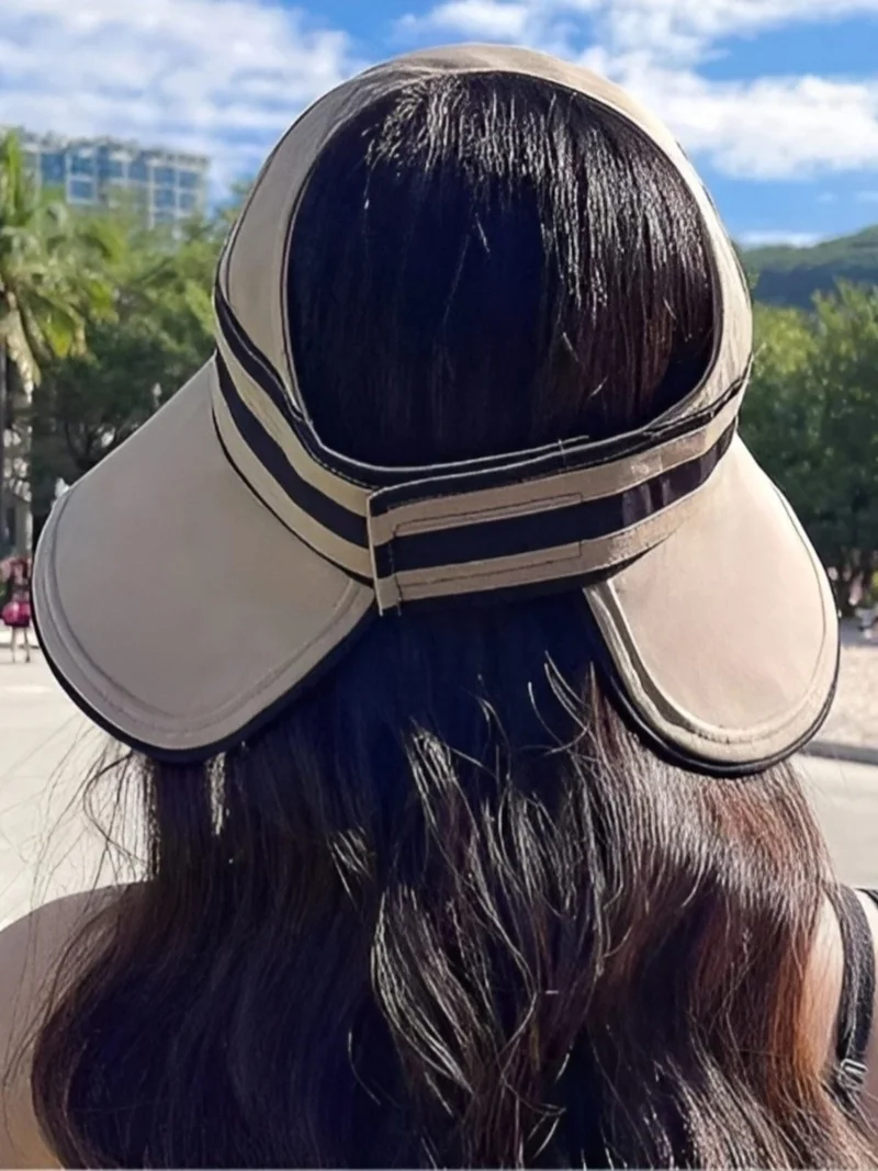 تيزجيلسين Women's Wide Brim UV Protected Striped Adjustable Hat