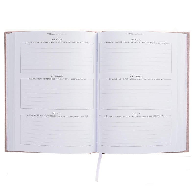 Graphique دفتر يوميات العناية الذاتية - الامتنان - 256 صفحة - اقتباس أسبوعي وملء يومي - غلاف قماشي مقوى - علامة شريطية (6" x 8") - Image 2