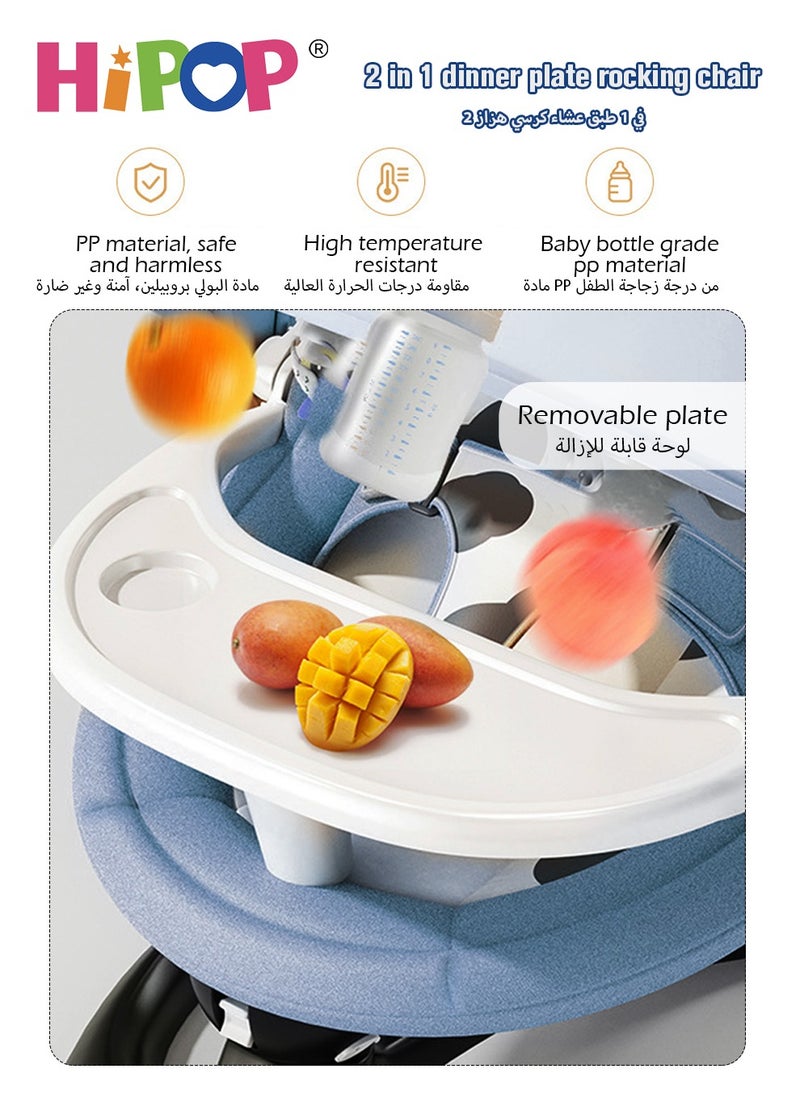 HIPOP - Baby Rocker with Remote and Upgraded Stable Base,Built-in Dinner Plate,Adjustable Backrest,Comfort Toy and Mosquito Net,Remote Control Bassinet Comfort Chair for New - Image 1